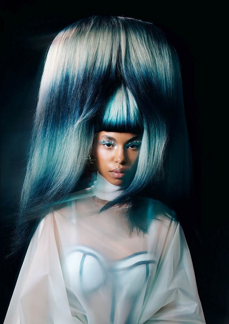 Avant Garde Blue and White Big Hair - Kelly Manu - Aetheria Collection